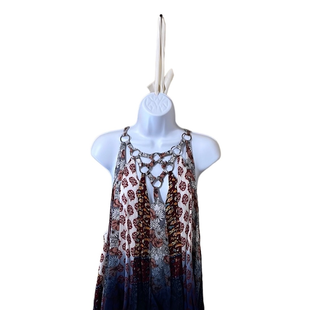 Buckle gimmicks bohemian summer shirt with metals & cloth design/pattern. Medium - Picture 2 of 12